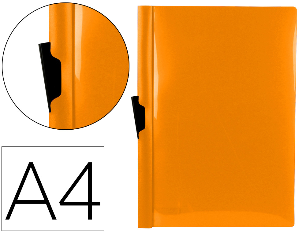LIDERPAPEL - Carpeta dossier pinza lateral polipropileno din A4 naranja fluor opaco 30 hojas pinza deslizante (Ref. DP22)