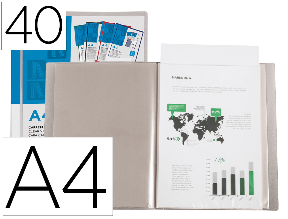 LIDERPAPEL - Carpeta personaliza 40 fundas canguro polipropileno din A4 transparente portada y lomo (Ref. JC05)