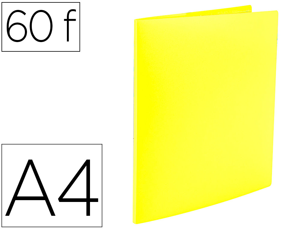LIDERPAPEL - Carpeta escaparate 60 fundas polipropileno din A4 amarillo fluor opaco (Ref. EC85)