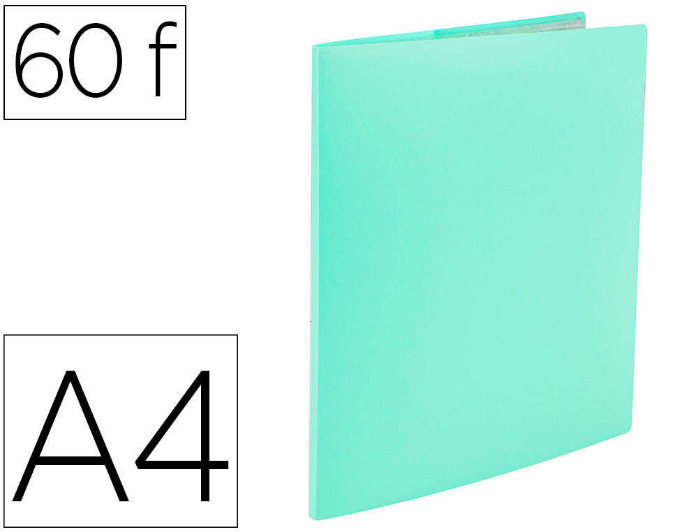 LIDERPAPEL - Carpeta escaparate 60 fundas polipropileno din A4 verde manzana opaco (Ref. EC89)