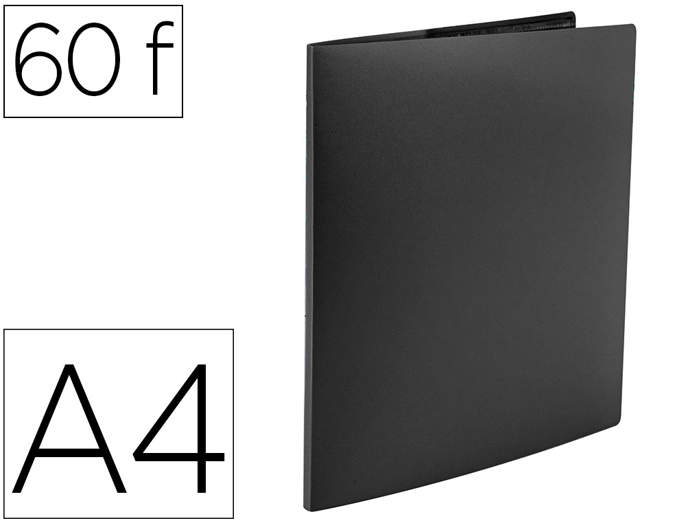 LIDERPAPEL - Carpeta escaparate 60 fundas polipropileno din A4 negro opaco (Ref. EC90)