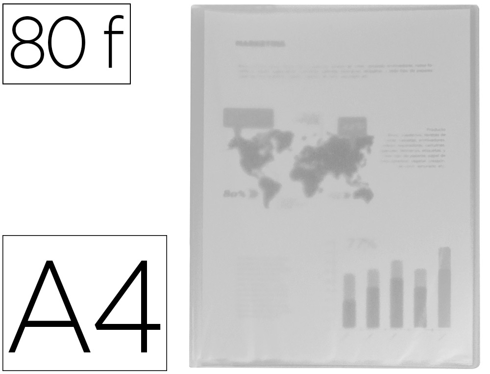 LIDERPAPEL - Carpeta escaparate 80 fundas polipropileno din A4 transparente (Ref. EC91)