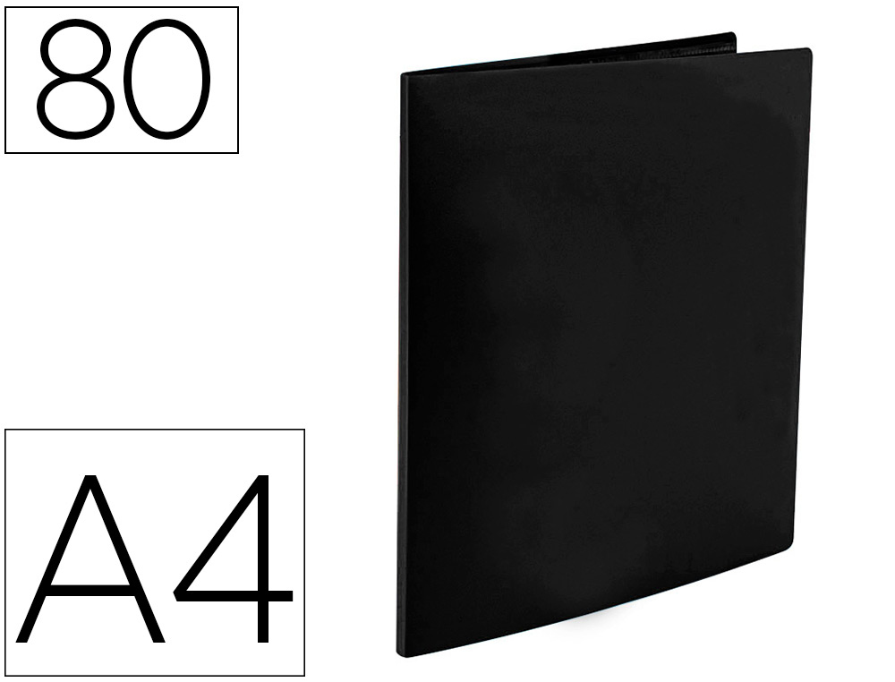 LIDERPAPEL - Carpeta escaparate 80 fundas polipropileno din A4 negro opaco (Ref. EC92)