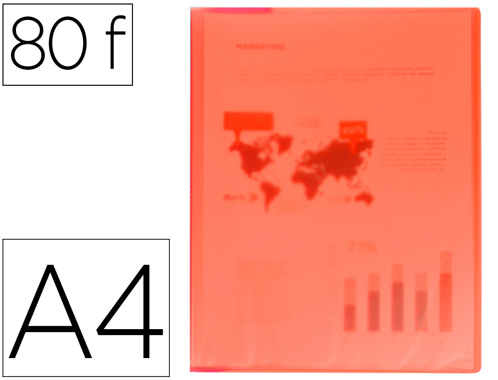 LIDERPAPEL - Carpeta escaparate 80 fundas polipropileno din A4 rojo translucido (Ref. EC94)