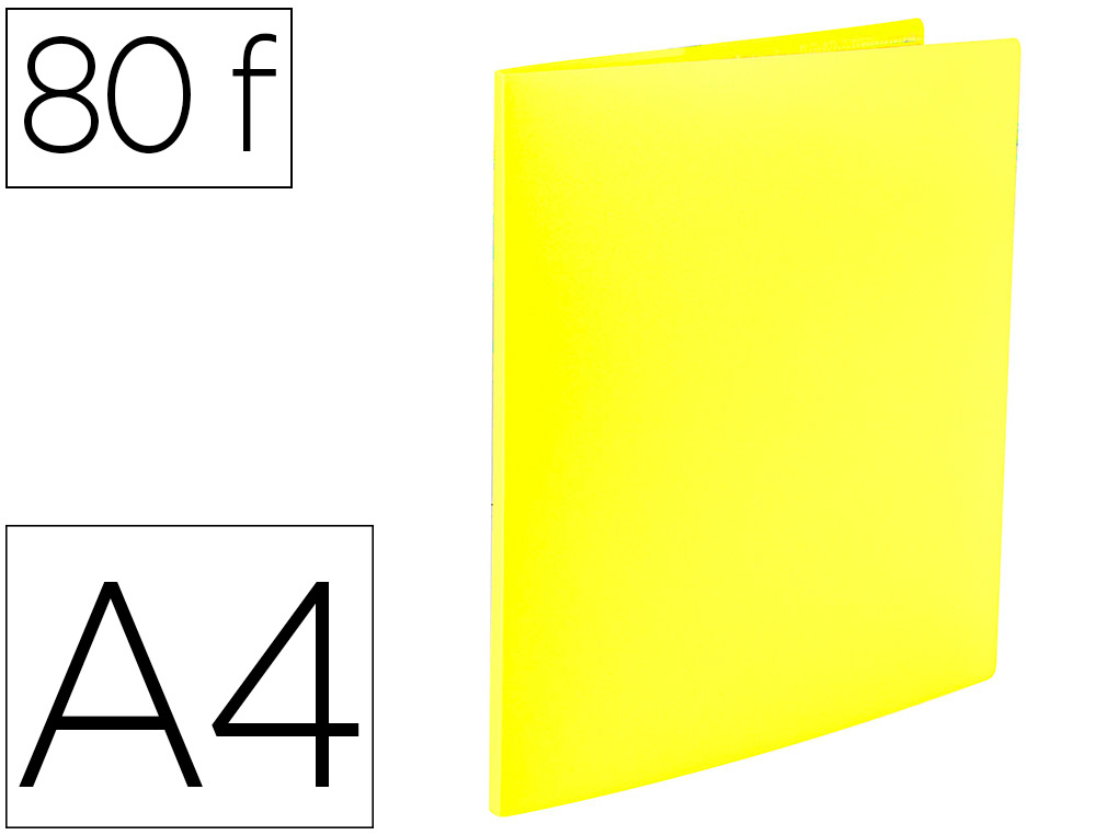 LIDERPAPEL - Carpeta escaparate 80 fundas polipropileno din A4 amarillo fluor opaco (Ref. EC96)