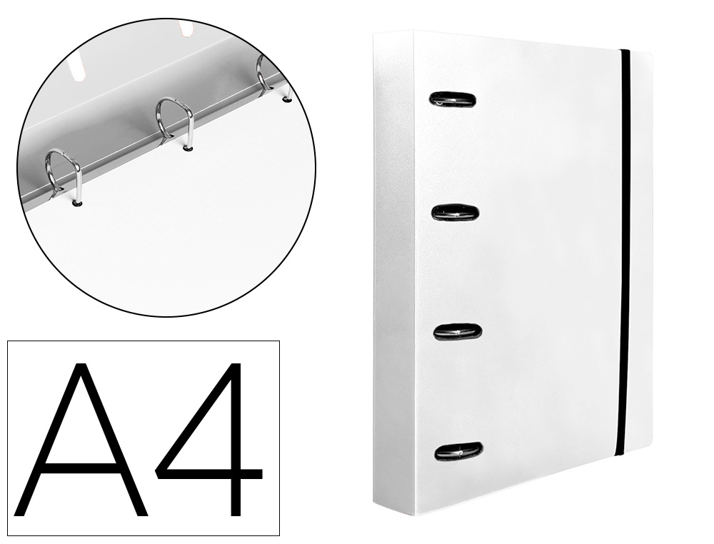 LIDERPAPEL - Carpeta con recambio A4 cuadro 5mm 100 hojas 80g polipropileno 4 anillas mixtas 25mm transparente (Ref. CH53)