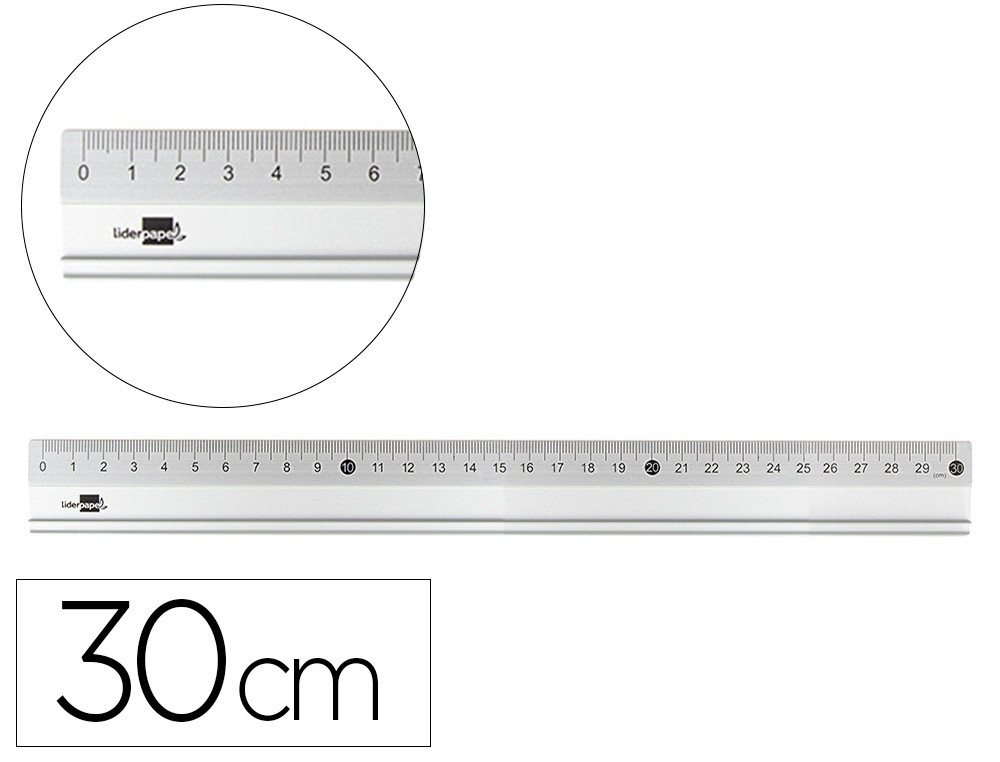 LIDERPAPEL - Regla 30 cm aluminio color metalico (Ref. RG18)