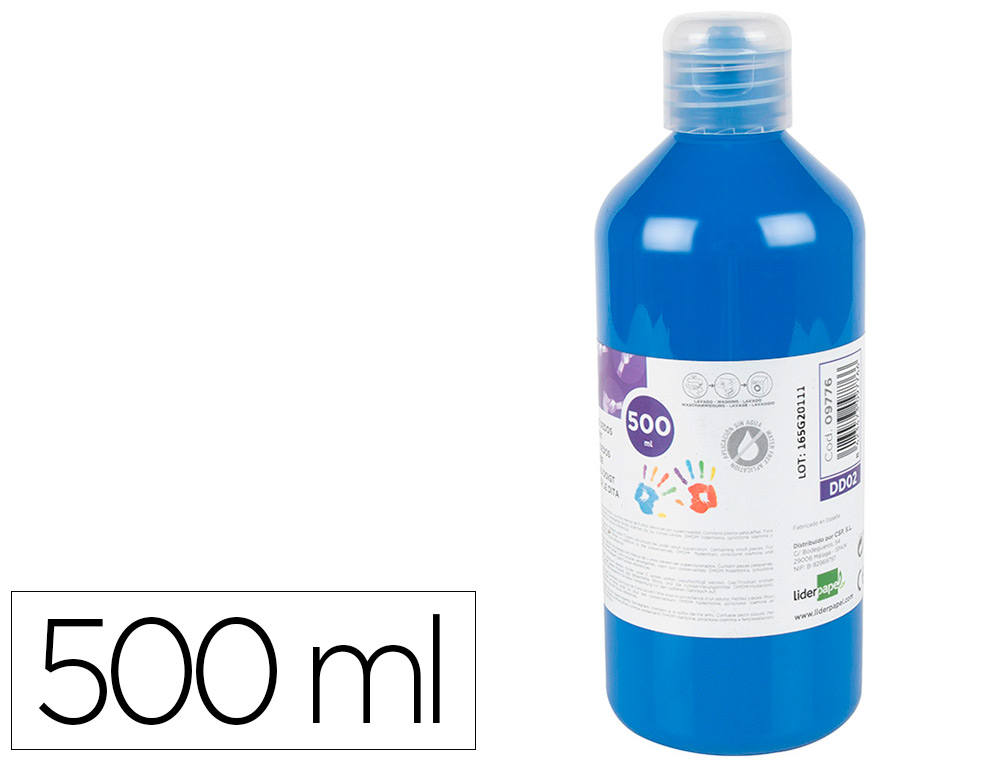 LIDERPAPEL - Pintura dedos botella de 500 ml azul (Ref. DD02)