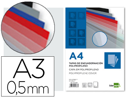 LIDERPAPEL - Tapa encuadernacion polipropileno a3 0.5 mm transparente paquete de 100 unidades (Ref. TE30)