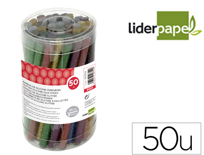 LIDERPAPEL - Barra termofusible de 7 mm de diametro x 100 mm de alto purpurina caja de 50 unidades (Ref. PG11)