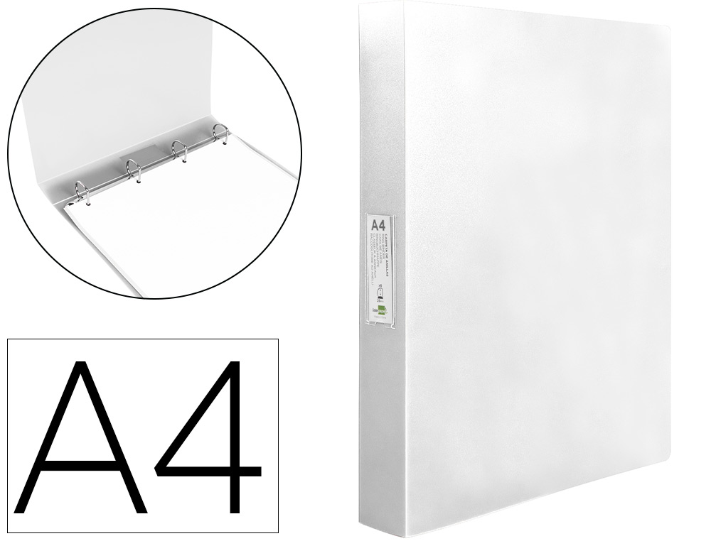 LIDERPAPEL - Carpeta 4 anillas 25 mm mixtas polipropileno din A4 transparente (Ref. CH31)