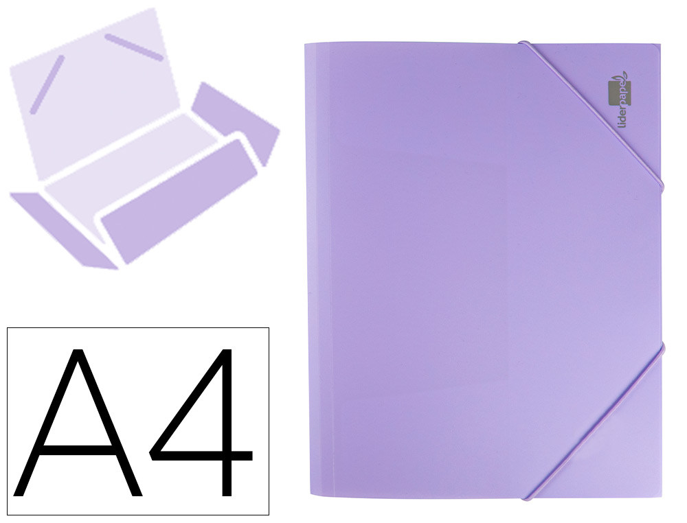 LIDERPAPEL - Carpeta gomas solapas polipropileno din A4 lavanda opaco (Ref. GC16)