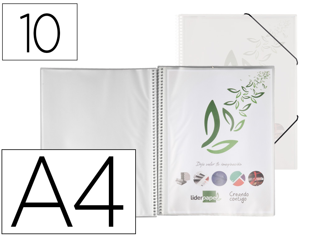 LIDERPAPEL - Carpeta escaparate con espiral 10 fundas polipropileno din A4 transparente (Ref. EC52)
