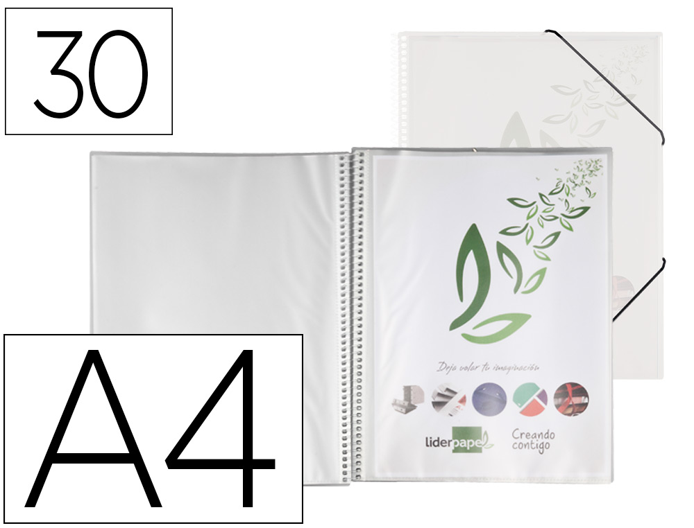 LIDERPAPEL - Carpeta escaparate con espiral 30 fundas polipropileno din A4 transparente (Ref. EC54)