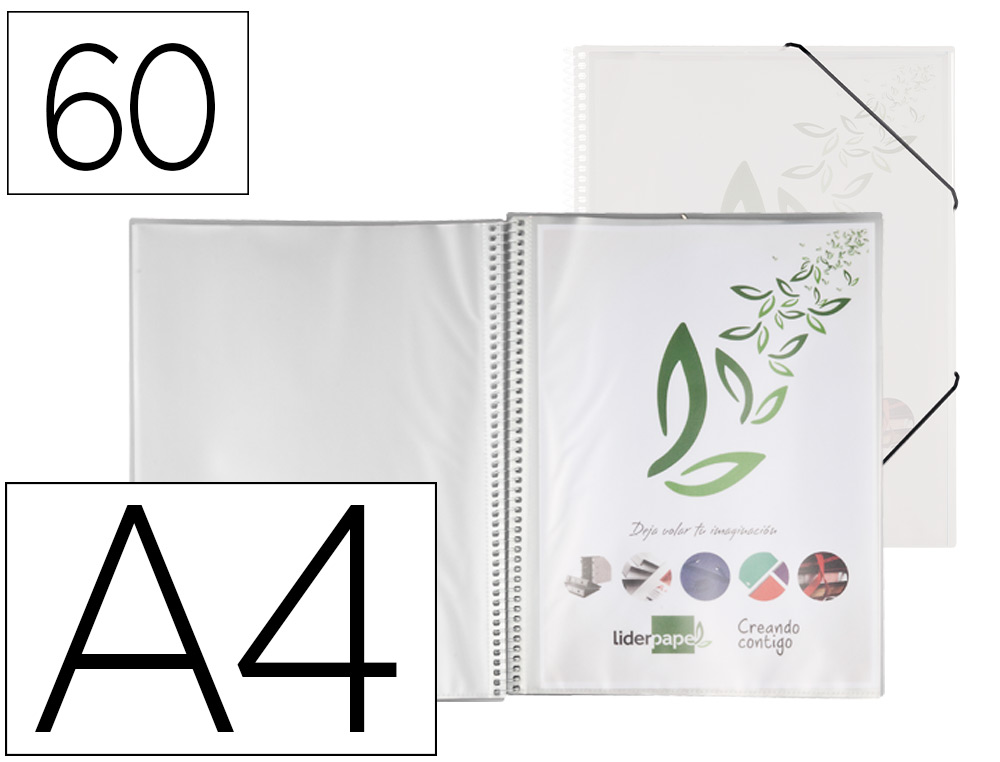 LIDERPAPEL - Carpeta escaparate con espiral 60 fundas polipropileno din A4 transparente (Ref. EC56)