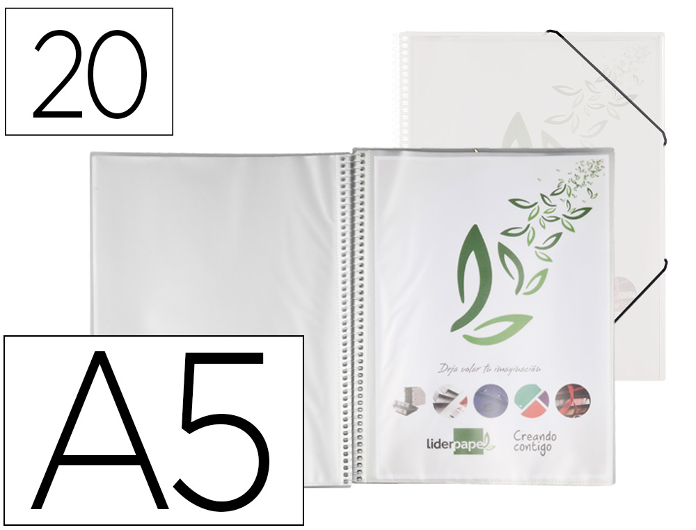 LIDERPAPEL - Carpeta escaparate con espiral 20 fundas polipropileno din a5 transparente (Ref. EC59)