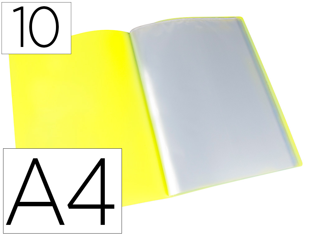 LIDERPAPEL - Carpeta escaparate 10 fundas polipropileno din A4 amarillo fluor opaco (Ref. EC61)