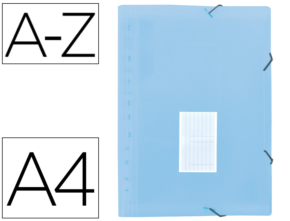 LIDERPAPEL - Carpeta clasificador fuelle polipropileno din A4 celeste opaco 13 departamentos (Ref. FU39)