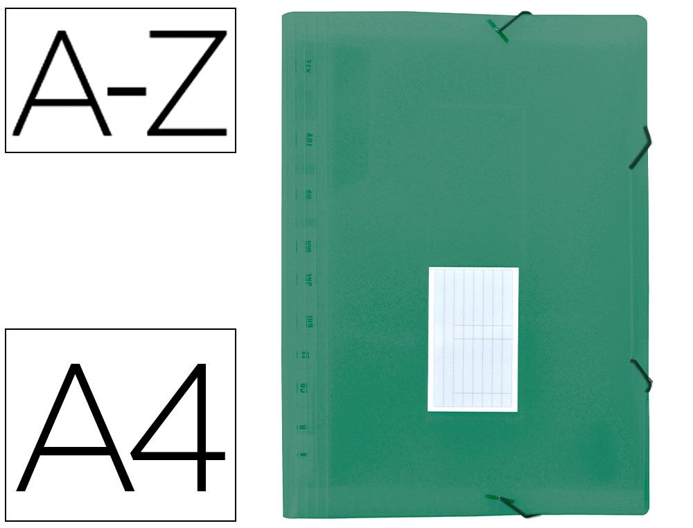 LIDERPAPEL - Carpeta clasificador fuelle polipropileno din A4 verede opaco 13 departamentos (Ref. FU40)