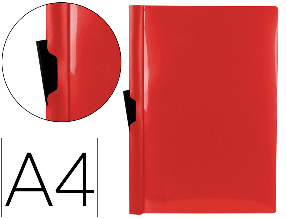 LIDERPAPEL - Carpeta dossier pinza lateral polipropileno din A4 rojo translucido 60 hojas pinza deslizante (Ref. DP26)
