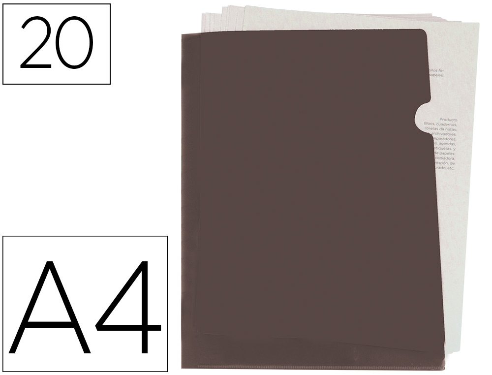LIDERPAPEL - Carpeta dossier uñero polipropileno din A4 negro opaco 20 hojas (Ref. BL18)