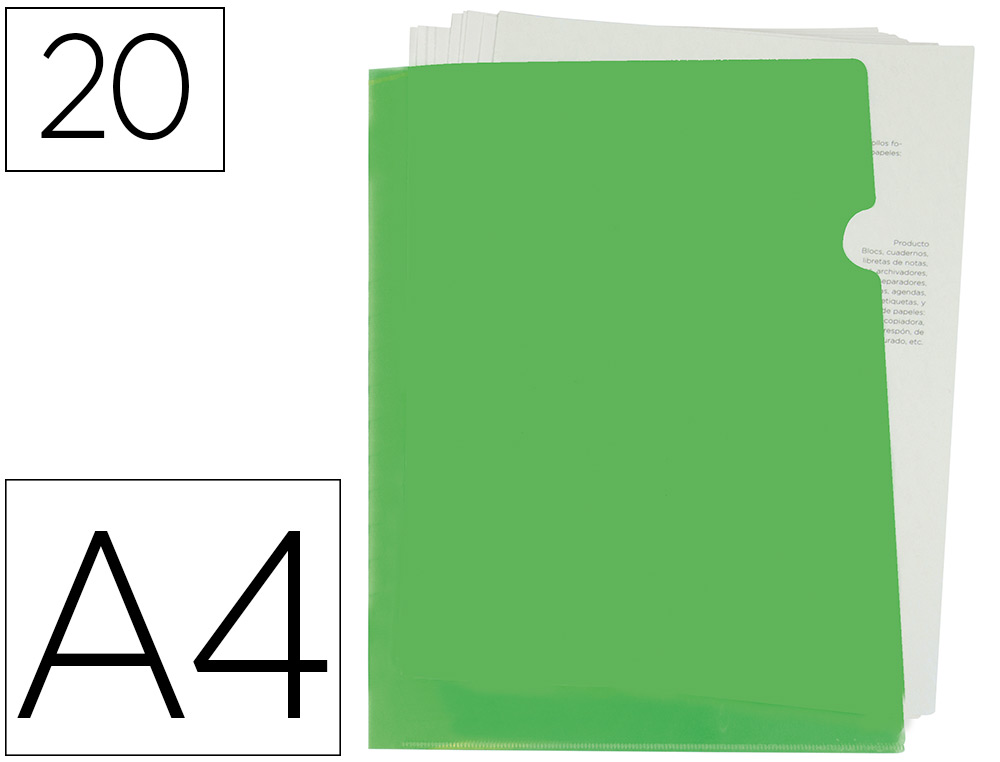 LIDERPAPEL - Carpeta dossier uñero polipropileno din A4 verde manzana opaco 20 hojas (Ref. BL23)