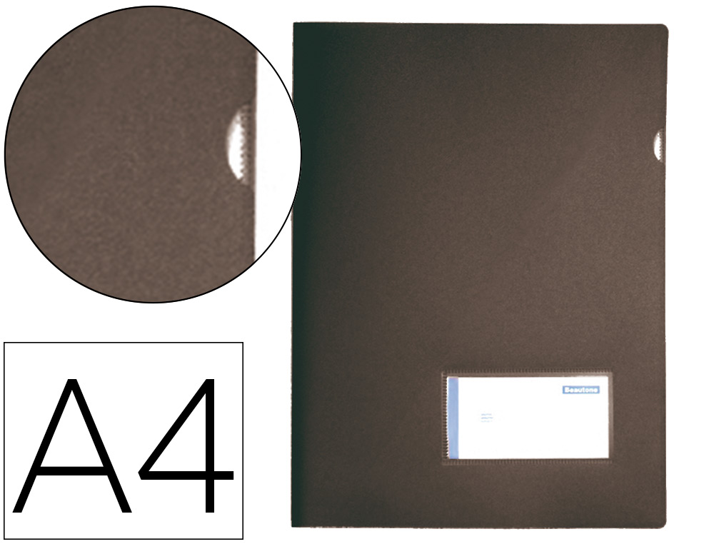 LIDERPAPEL - Carpeta dossier A4 u ero negro opaco (Ref. BL24)