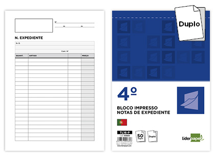LIDERPAPEL - Talonario notas de expediente cuarto duplo -texto en portugues (Ref. TL16-P)