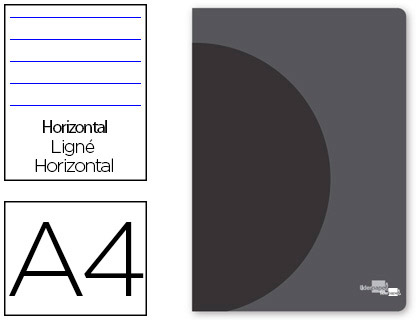 LIDERPAPEL - Libreta 360 tapa de plastico A4 48 hojas 90g/m2 horizontal con doble margen tapa negra (Ref. LF05)