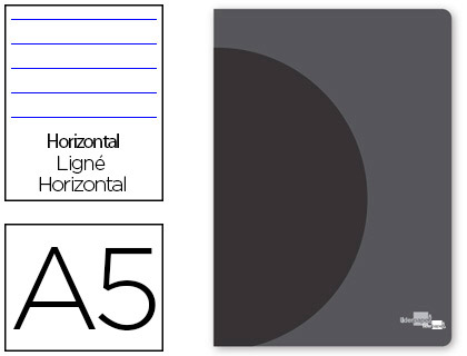 LIDERPAPEL - Libreta 360 tapa de plastico a5 48 hojas 90g/m2 horizontal con doble margen tapa negra (Ref. LF06)