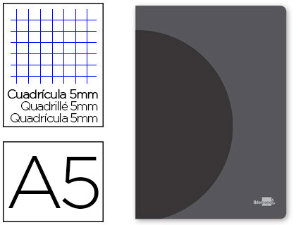 LIDERPAPEL - Libreta 360 tapa de plastico a5 48 hojas 90g/m2 5mm con doble margen tapa negra (Ref. LF10)