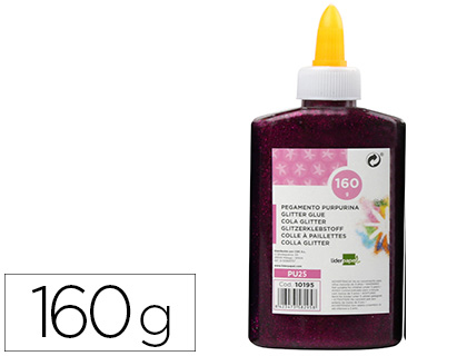 LIDERPAPEL - Purpurina pegamento fantasia violeta metalizado bote de 160 gr (Ref. PU25)