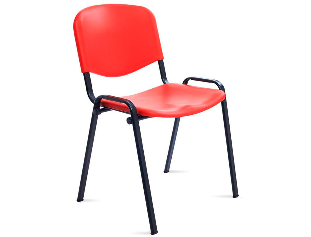 ROCADA - Silla confidente estructura metalica respaldo y asiento en polimero color rojo (Ref. 975V15-2)