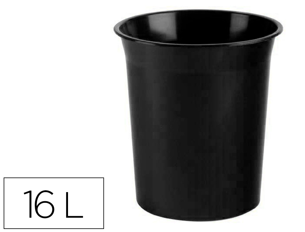 ARCHIVO 2000 - Papelera plastico antimicrobiana sanitized plastico negro 16 litros 290x310 mm (Ref. 2001AM NE)
