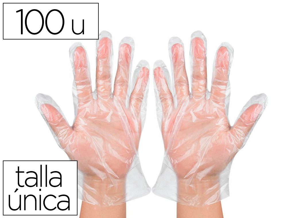 Guantes de plastico desechable para trabajos de corta duracion bolsa de 100 unidadestalla unica (Ref. ED0024CT3)