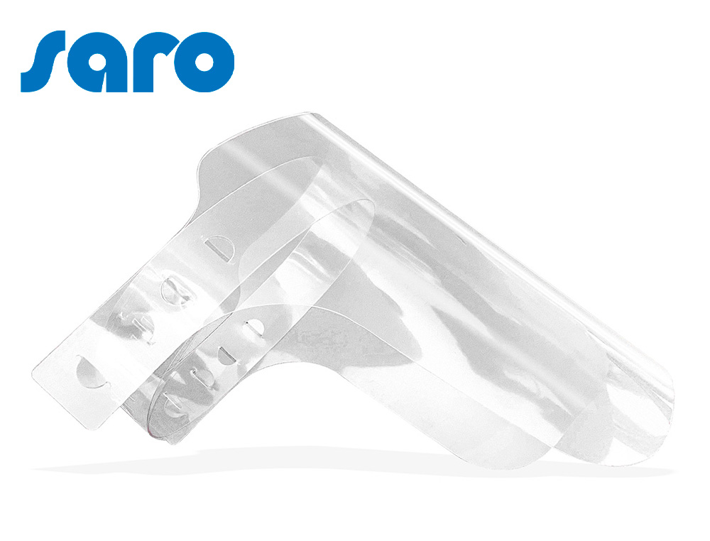 SARO - Protector facial transparente glasspack 400 mc cinta ajustable evita vaho medidas 235x330 mm transparente (Ref. Anti-Covid)