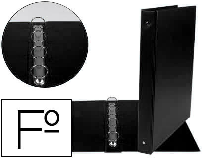 LIDERPAPEL - Carpeta 4 anillas 25 mm redodas plastico folio color negro (Ref. CA97)