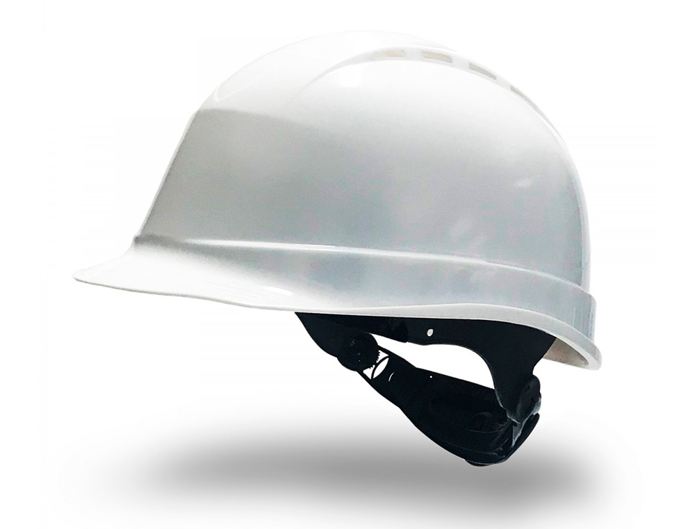 FARU - Casco polietileno ventilado 6 puntos fijacion ajuste ruleta color blanco (Ref. C20RV-BL)