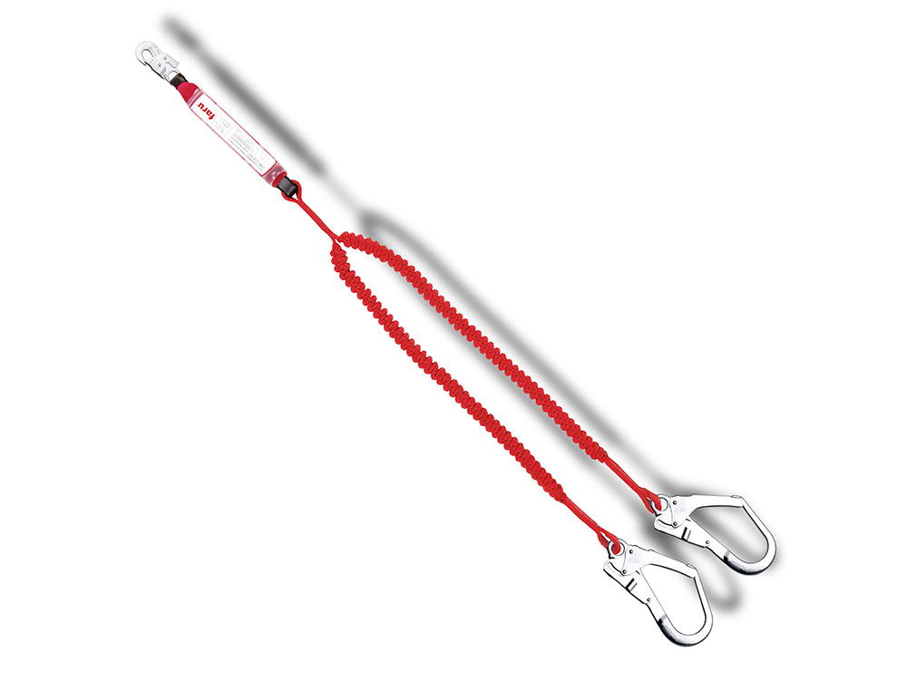 FARU - Anticaidas elastica con absorbedor de energia doble cuerda mosqueton doble gancho de acero 50 mm (Ref. C7311)