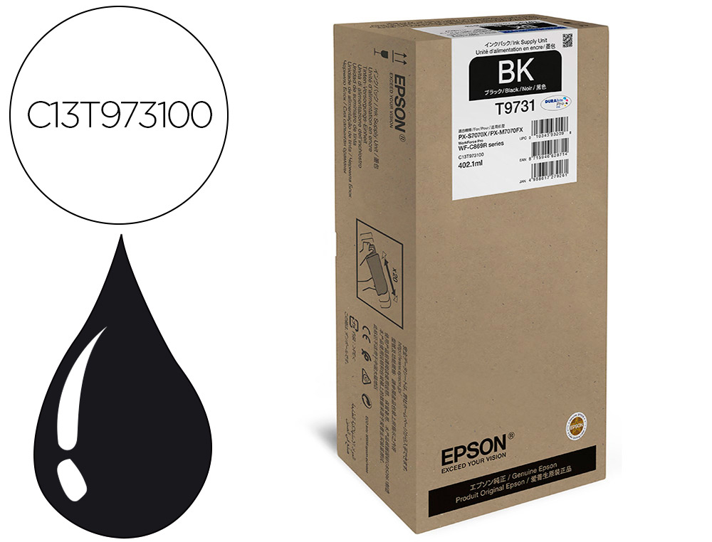 EPSON - Ink-jet workforce pro wf-c869r negro xl ink supply unit (Ref. C13T973100)