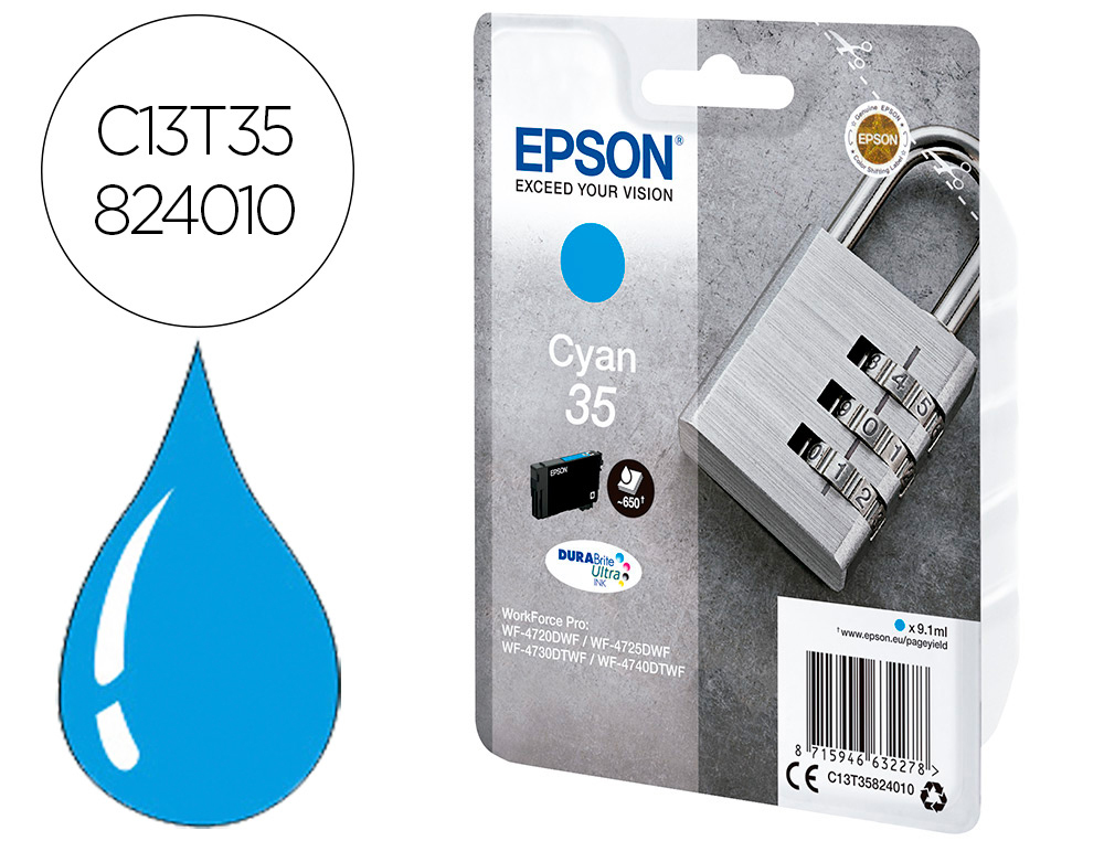 EPSON - Ink-jet singlepack cian 35 durabrite ultra ink (Ref. C13T35824010)
