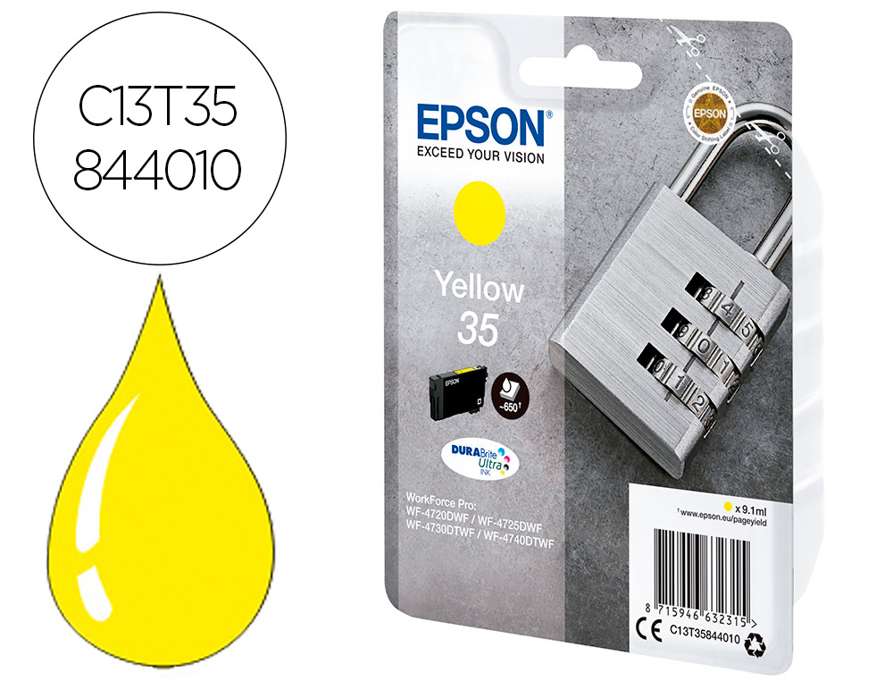EPSON - Ink-jet singlepack amarillo 35 durabrite ultra ink (Ref. C13T35844010)