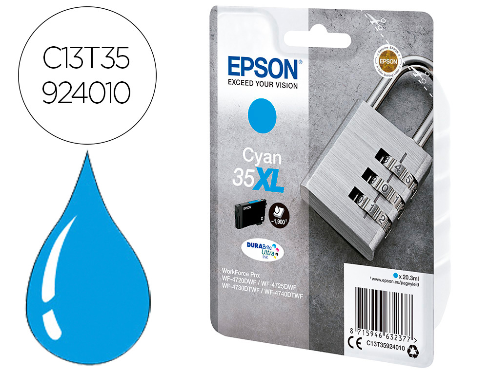 EPSON - Ink-jet singlepack cian 35xl durabrite ultra ink (Ref. C13T35924010)