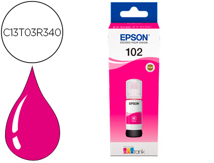 EPSON - Tinta ecotank 102 et-2700 / 2750 / 3700 / 3750 / 4750 bote de 70 ml magenta 6.000 pag (Ref. C13T03R340)