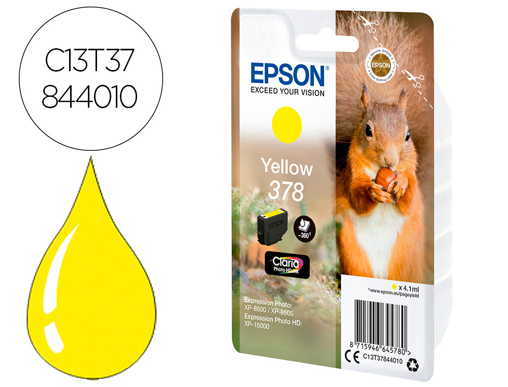 EPSON - Ink-jet singlepack amarillo 378 claria photo hd ink (Ref. C13T37844010)