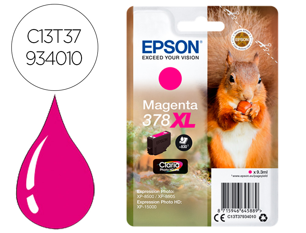 EPSON - Ink-jet 378 xl expression home xp-8605 / 8606 / xp-15000 / xp-8500 / 8505 magenta 830 pag (Ref. C13T37934010)