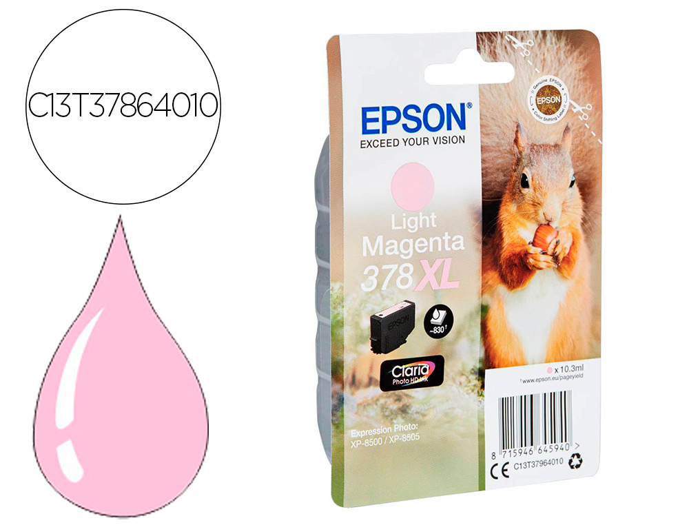 EPSON - Ink-jet 378 xl expression home xp-8605 / 8606 / xp-15000 / xp-8500 / 8505 magenta claro 830 pag (Ref. C13T37964010)