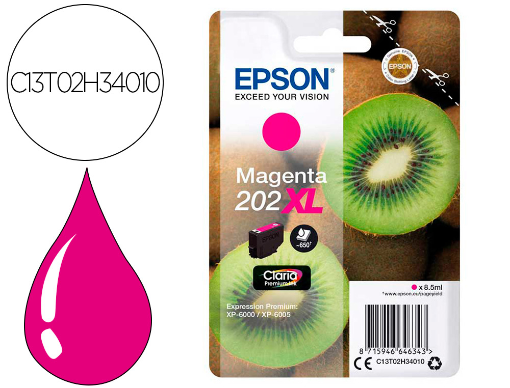 EPSON - Ink-jet 202 xl xp-6000 / xp-6005 / xp-6100 / xp-6105 magenta 650 pag (Ref. C13T02H34010)