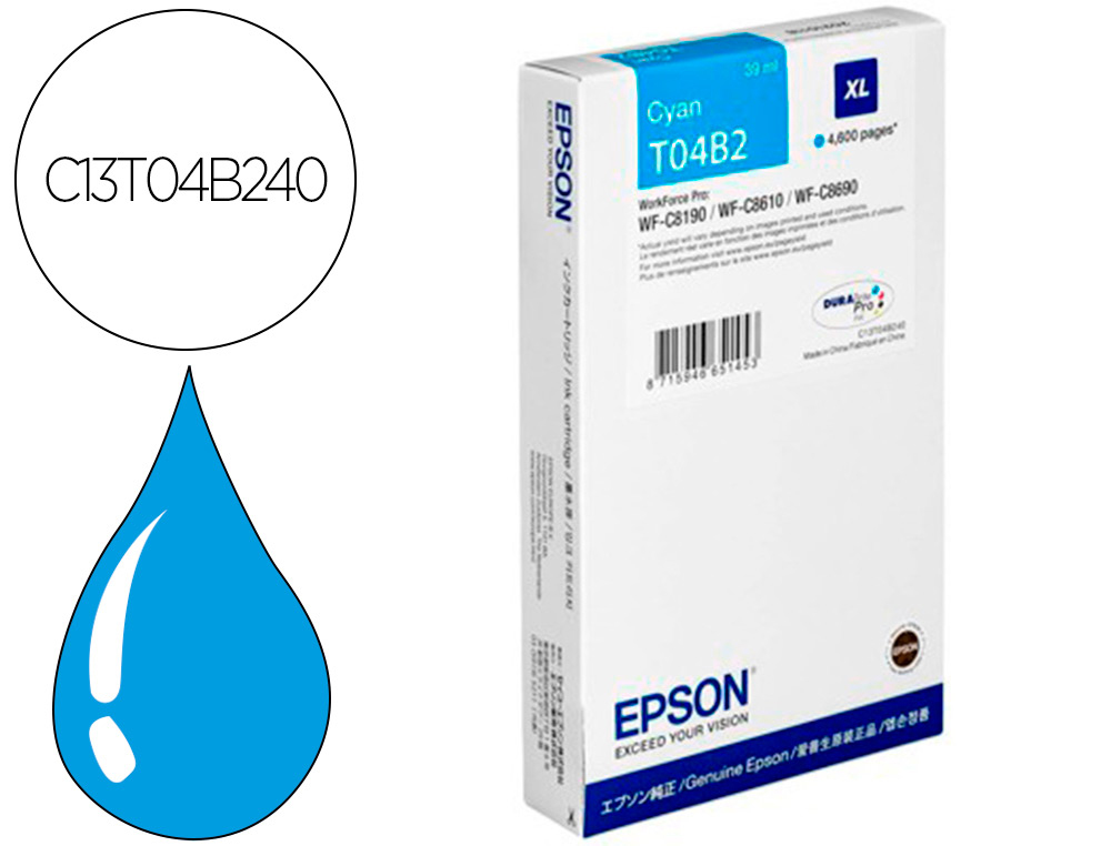 EPSON - Ink-jet workforce pro wf-c8610dwf/ wf-c8690 series / wf-c8190 series cian 4600 paginas (Ref. C13T04B240)