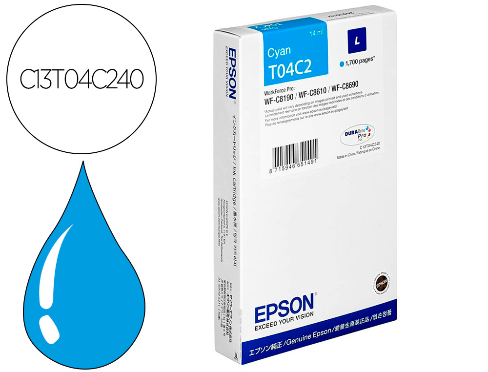 EPSON - Ink-jet t04c2 cian 1700 paginas (Ref. C13T04C240)